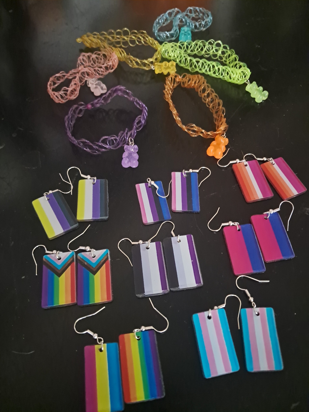 Pride Flag Rainbow Stripe Earrings - Handmade Sold Seperately